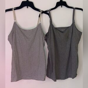 Motherhood Nursing Gray and Striped Camisoles Set of 2